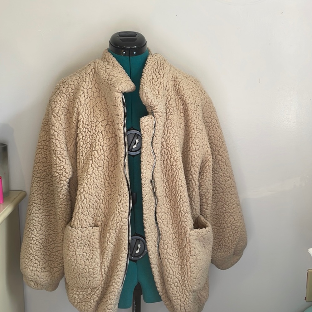brown teddy zip up jacket
